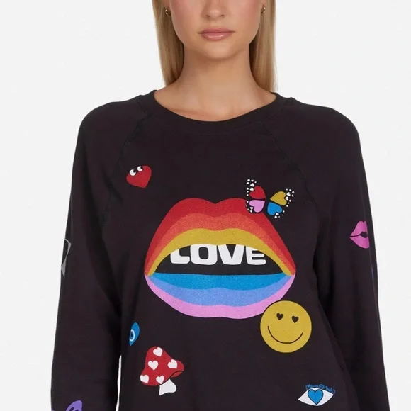 Lauren Moshi Anela Love Collage Sweatshirt in Black (M and L) - Picture 6 of 7